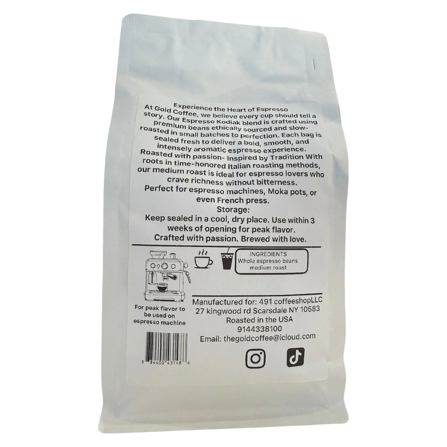 Kodiak espresso medium roast whole beans