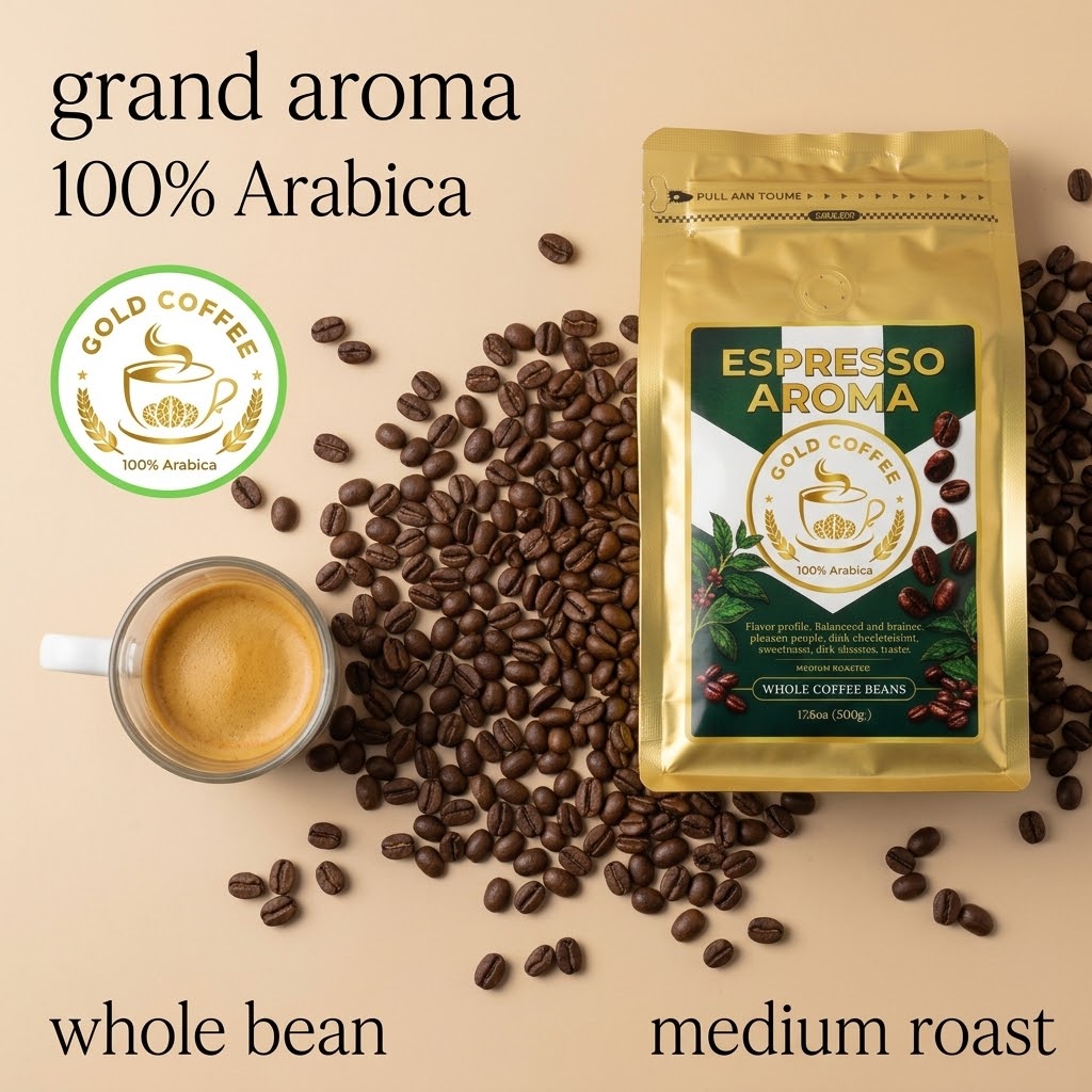 GOLD COFFEE Espresso aroma whole beans medium roast