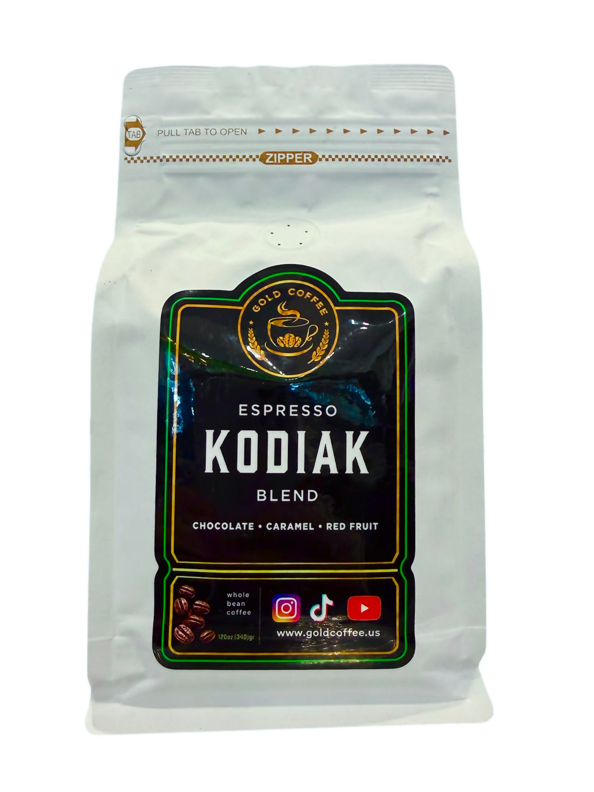 GOLD COFFEE Kodiak espresso medium roast whole beans